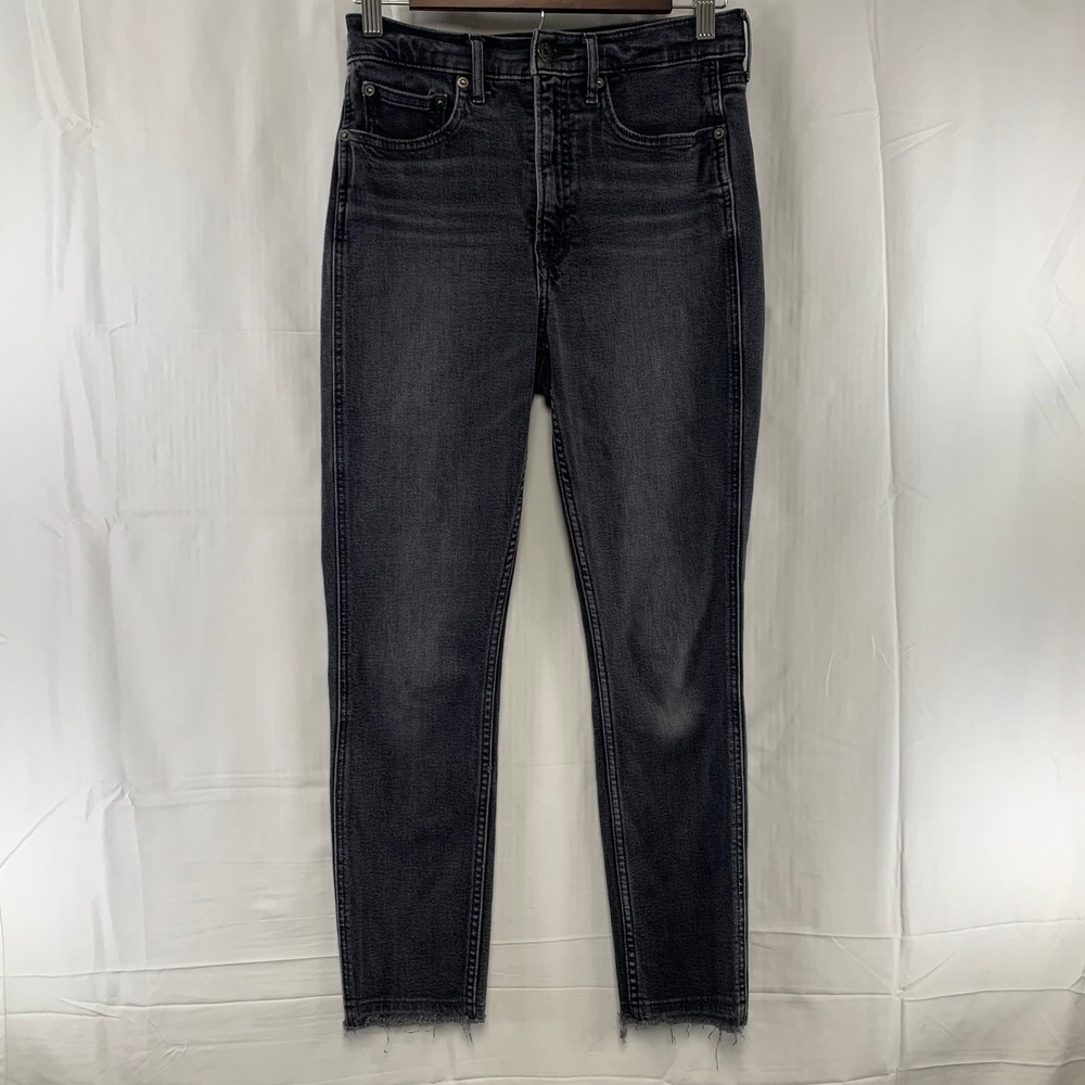 Gap Vintage Slim Jeans‎ Womens 28/6R Dark Gray High Rise Raw Hem Stretch